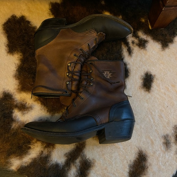 Vintage Abilene Western Lace Up Kiltie Boots - Picture 6 of 15